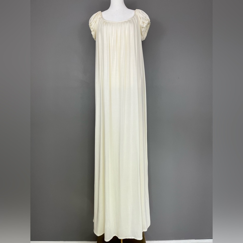 Tiffany Rose Maternity Maxi Dress Ivory Size 4 (US 10-12) Wedding Puff Sleeves